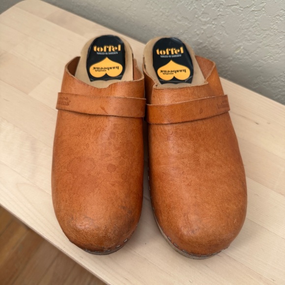 EU 40 Swedish Hasbeens Tan Leather Mules - Picture 2 of 6